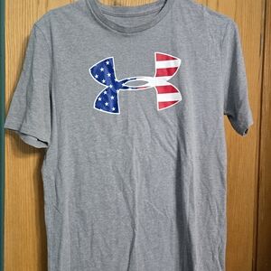 Under Armour Gray T-Shirt with American Flag Logo